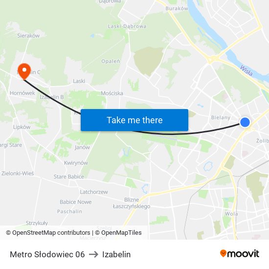 Metro Słodowiec 06 to Izabelin map