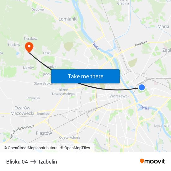 Bliska to Izabelin map