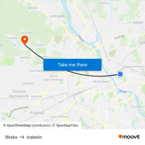 Bliska to Izabelin map