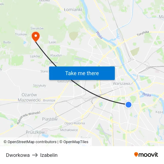 Dworkowa to Izabelin map
