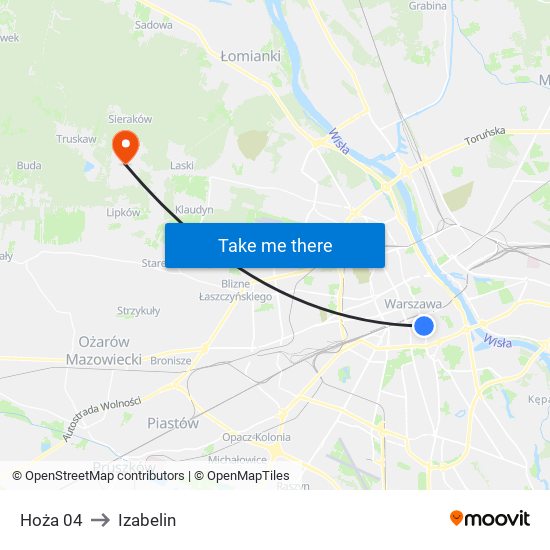 Hoża to Izabelin map