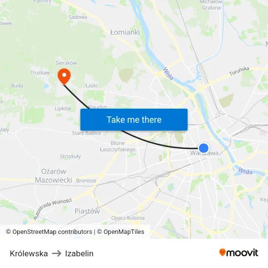 Królewska to Izabelin map