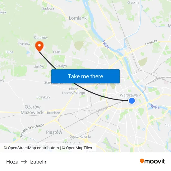 Hoża to Izabelin map