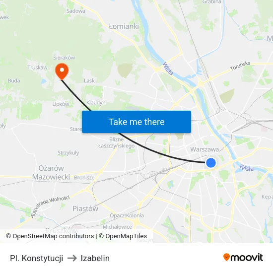 Pl. Konstytucji to Izabelin map