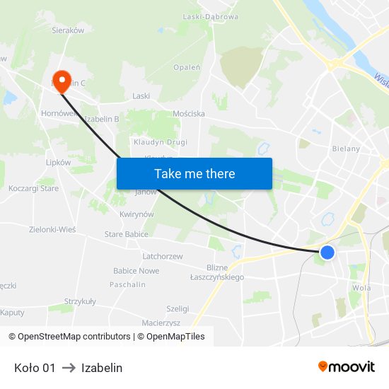 Koło 01 to Izabelin map