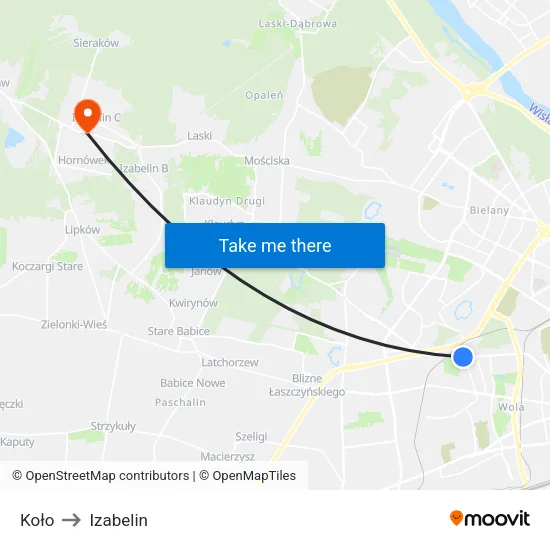 Koło to Izabelin map
