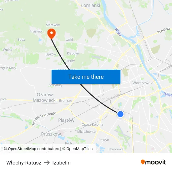 Włochy - Ratusz to Izabelin map