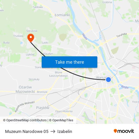 Muzeum Narodowe to Izabelin map