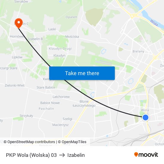 PKP Wola (Wolska) 03 to Izabelin map