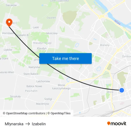 Młynarska to Izabelin map