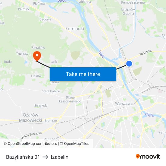 Bazyliańska to Izabelin map