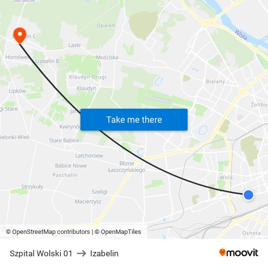 Szpital Wolski to Izabelin map