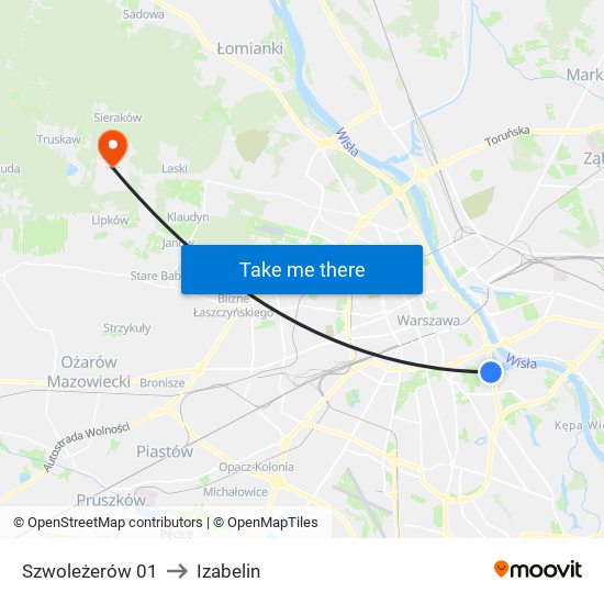 Szwoleżerów 01 to Izabelin map