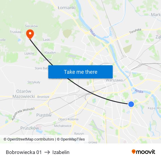 Bobrowiecka to Izabelin map