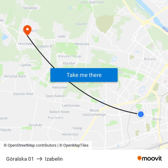 Góralska to Izabelin map