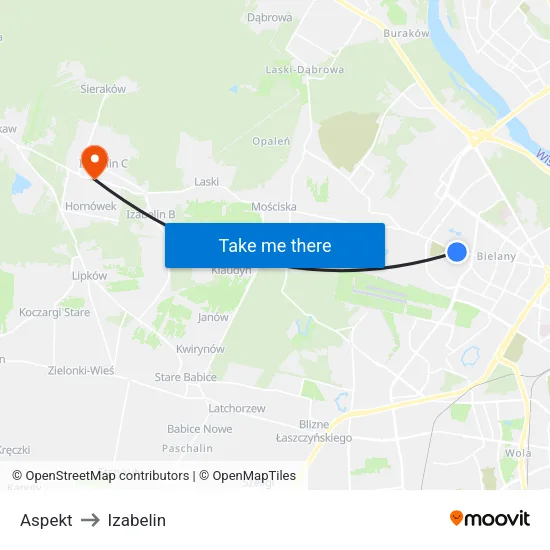 Aspekt to Izabelin map