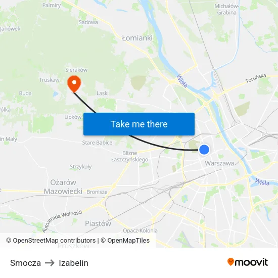 Smocza to Izabelin map