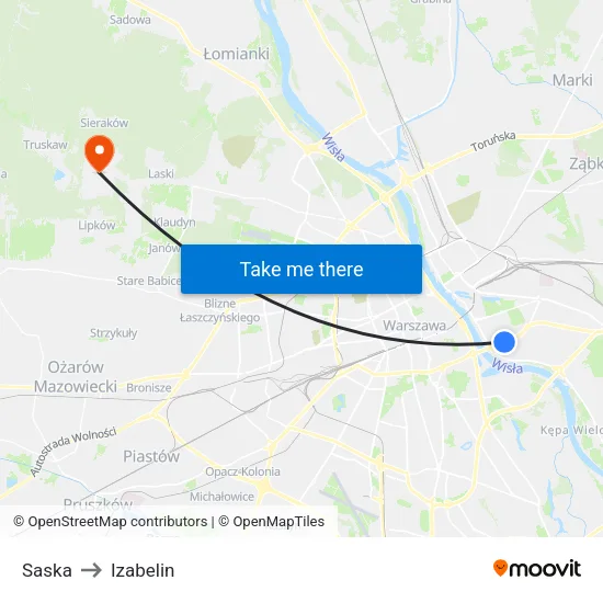 Saska to Izabelin map