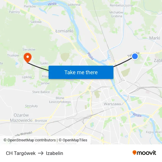 CH Targówek to Izabelin map