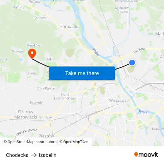 Chodecka to Izabelin map