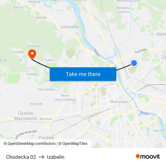 Chodecka to Izabelin map