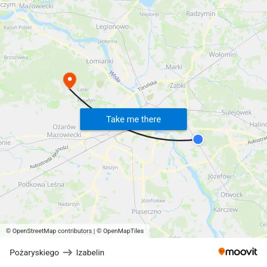 Pożaryskiego to Izabelin map