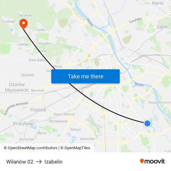 Wilanów 02 to Izabelin map