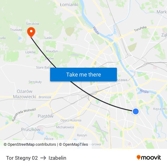 Tor Stegny 02 to Izabelin map