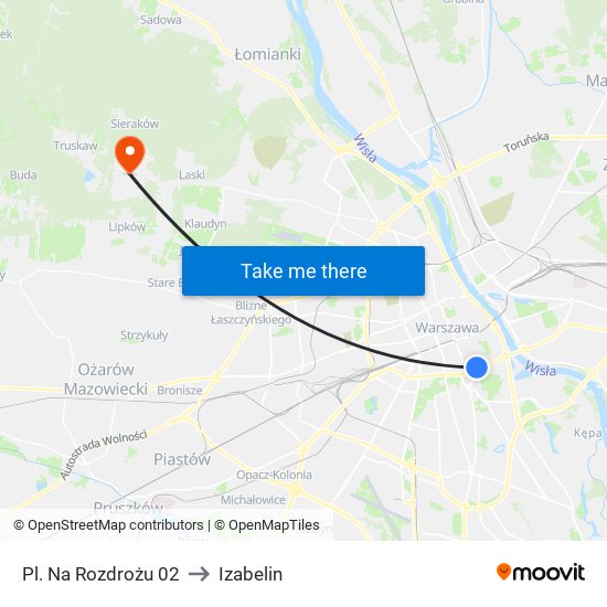 Pl. Na Rozdrożu to Izabelin map