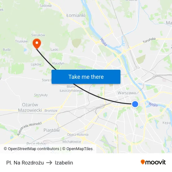Pl. Na Rozdrożu to Izabelin map