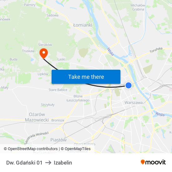 Dw. Gdański 01 to Izabelin map