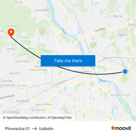 Płowiecka 01 to Izabelin map