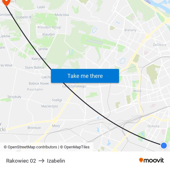 Rakowiec 02 to Izabelin map