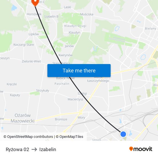 Ryżowa 02 to Izabelin map