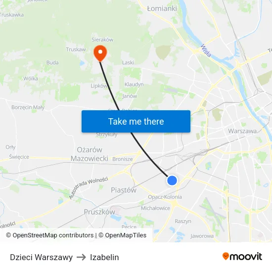 Dzieci Warszawy to Izabelin map