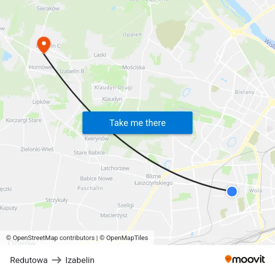 Redutowa to Izabelin map