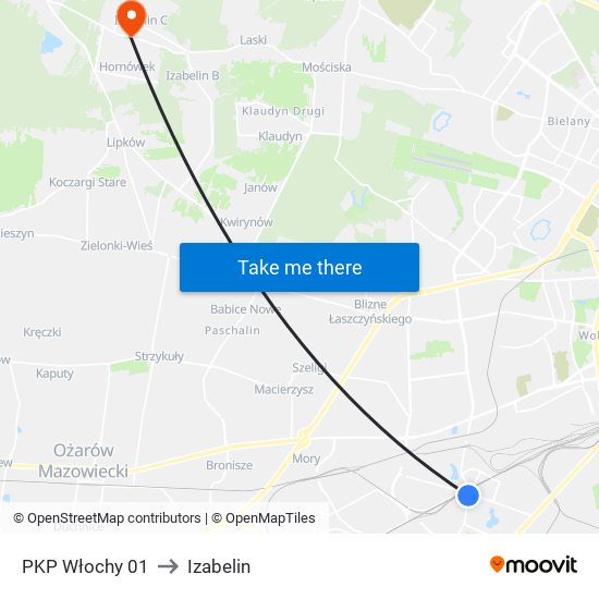 PKP Włochy 01 to Izabelin map