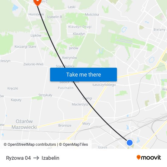 Ryżowa 04 to Izabelin map