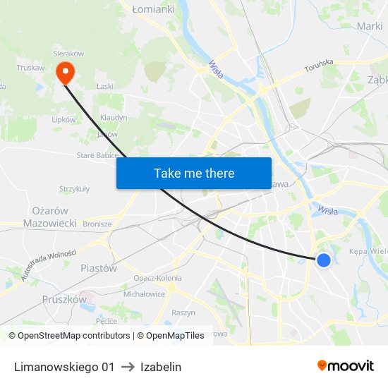 Limanowskiego 01 to Izabelin map