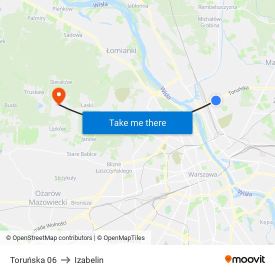 Toruńska 06 to Izabelin map