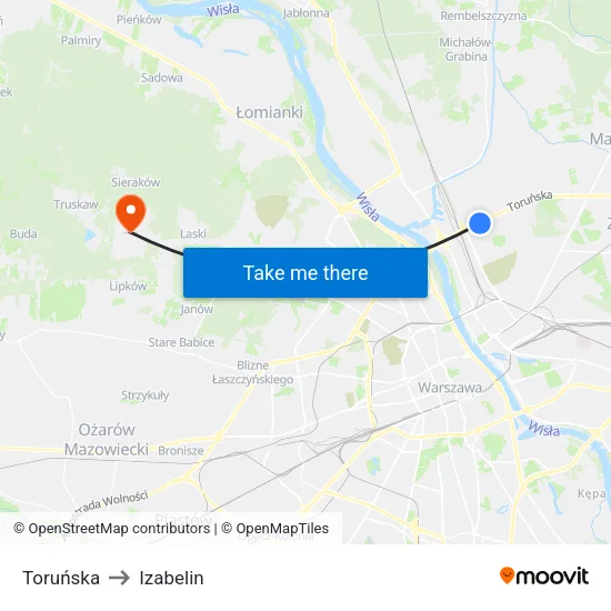 Toruńska to Izabelin map