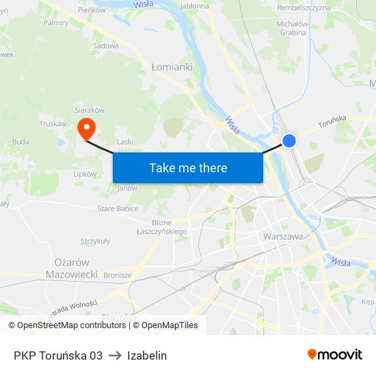 PKP Toruńska 03 to Izabelin map