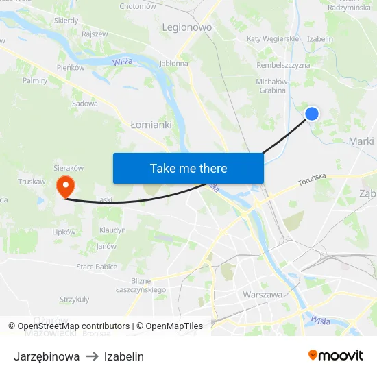 Jarzębinowa to Izabelin map