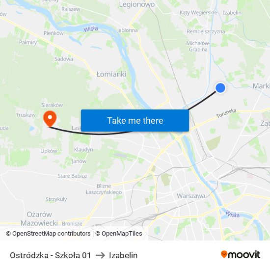 Ostródzka - Szkoła 01 to Izabelin map