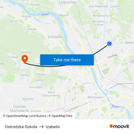 Ostródzka - Szkoła to Izabelin map