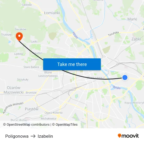 Poligonowa to Izabelin map