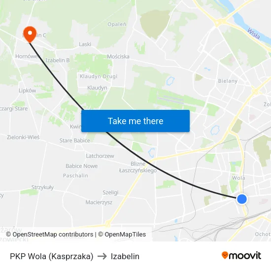 PKP Wola (Kasprzaka) to Izabelin map