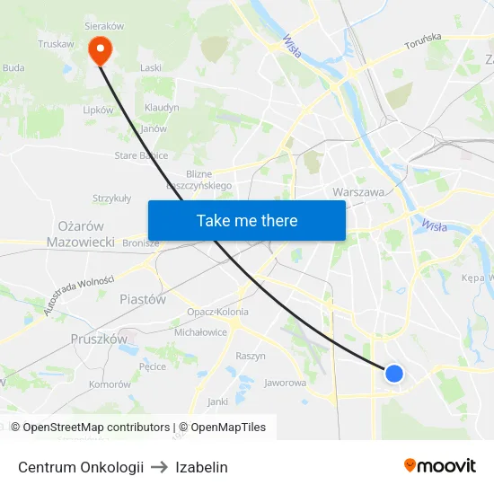 Centrum Onkologii to Izabelin map
