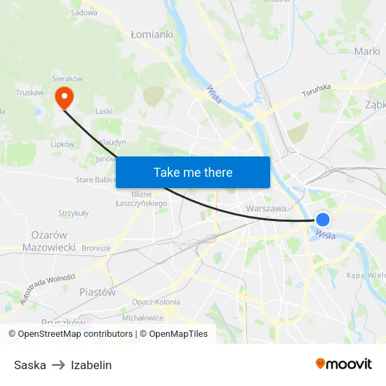 Saska to Izabelin map