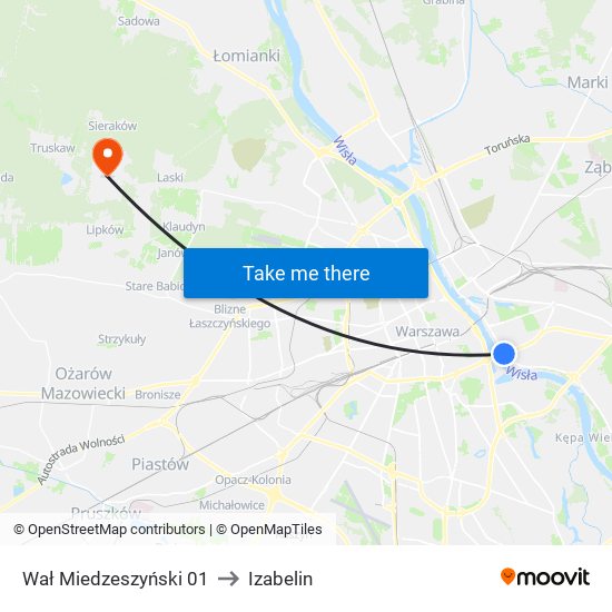 Wał Miedzeszyński 01 to Izabelin map